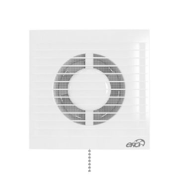 Ventilator baie cu snur pornire oprire VentEurope REFINED100PS, diametru 100 mm, plasa de insecte, debit 90 mc h, IP24, 14W, silentios, economic, Alb