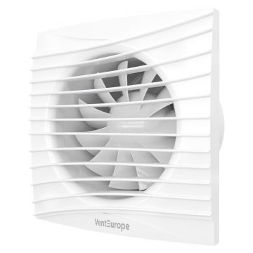 Ventilator baie VentEurope FANCY125BD, diametru 125 mm, debit 180 mc h, clapeta anti-retur, IP24, silentios, economic, Alb