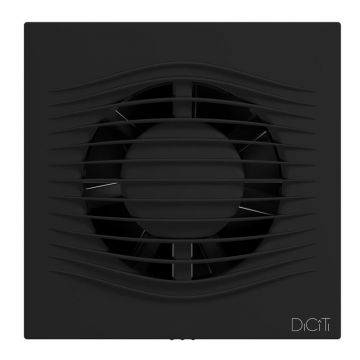 Ventilator de perete VentEurope ELEGIA100BDBM, patrat, diametru 100 mm, debit 100 mc h, 7.8W, IP45, motor cu rulmenti, silentios, Negru Mat