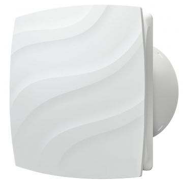 Ventilator de perete VentEurope STREAM100, patrat, diametru 100 mm, debit 95 mc h, 14W, IP24, silentios, economic, Alb