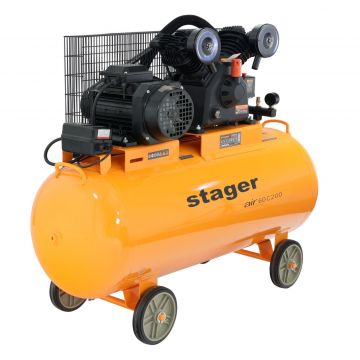 Compresor aer, Stager Stager Air 60C200, 4KW, 200L, 10bar, 600L/min, trifazat, angrenare curea