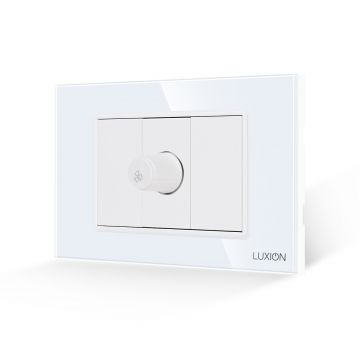 Comutator Pentru Ventilator 1M si 2 Taste False LUXION cu Rama din Sticla, Standard Italian, 3M