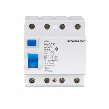 Diferential AMPARO (10kA), 40A, 4-poli, 30mA, tip A, SCHRACK AR054103