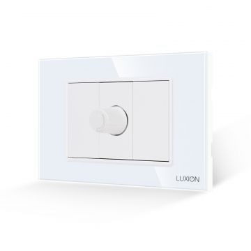 Intrerupator cu Variator Mecanic 1M si 2 Taste False LUXION cu Rama din Sticla, Standard Italian, 3M