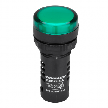Lampa de semnalizare cu LED, monobloc, 230V-AC DC, verde, SCHRACK BZ501218-B