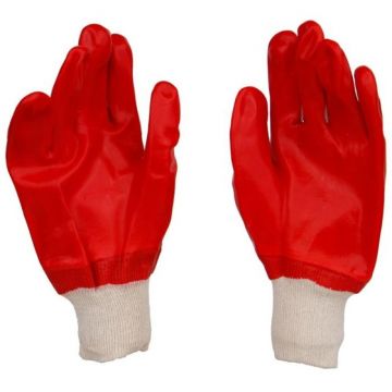 Manusi de Protectie Antichimice PVC, Suport Textil, Marimea XL, 27 cm, Rosii