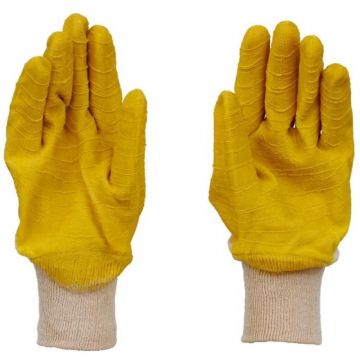 Manusi de Protectie Textile, 25 cm, Impregnate Partial cu Cauciuc, Marimea XL, Galbene