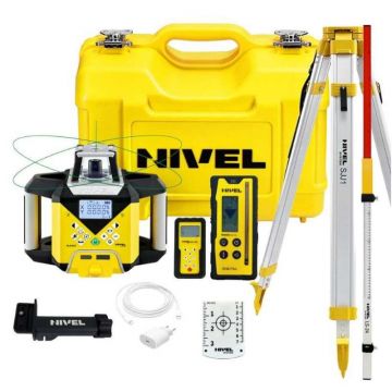 Nivela laser rotativa cu linii Nivel System NL640G DIGITAL SET SJJ1 LS24, fascicul verde, maxim 600m, acumulator 7,4 V, trepied aluminiu profesional, stadie telescopica 2,4 m