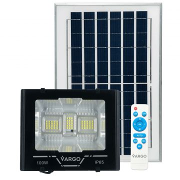 Proiector cu Panou Solar si Telecomanda 100 W, 6500 K V-117924 Vargo