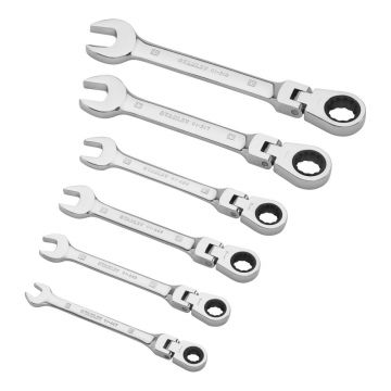 Set 6 chei combinate Stanley 4-91-444, 8 - 19 mm, cu clichet reversibil si articulat