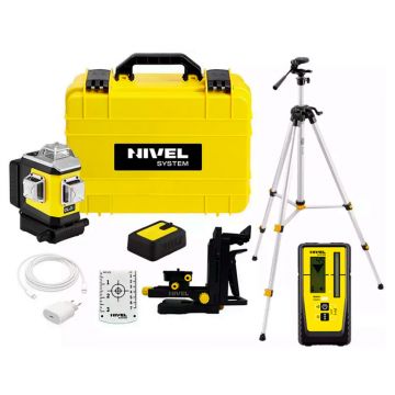 Set nivela laser cu linii 3 x 360° Nivel System CLX3G SET SJJM1EX RD800, fascicul verde, 30/70m, acumulator 3,7 V, geanta transport, trepied 1,82 m, senzor RD800
