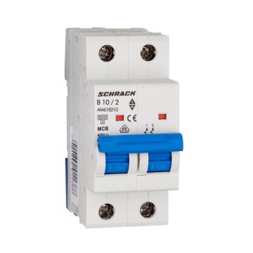 Siguranta automata modulara (MCB) AMPARO 6kA, B 10A, 2 poli, SCHRACK AM618210