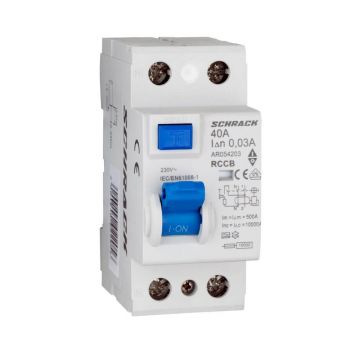 Siguranta diferentiala AMPARO (10kA), 40A, 2-poli, 30mA, tip A, SCHRACK AR054203