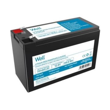 Acumulator Litiu LifePO4 Well 12.8V 7Ah, Terminal F2, 151 x 65 x 94 (100) mm, Well