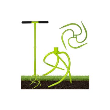 Cultivator manual de gradina, afanare si aerare sol, inaltime reglabila 90-100 cm, manere antiderapante