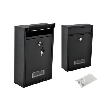 Cutie postala exterior, neagra, otel galvanizat, 2 chei