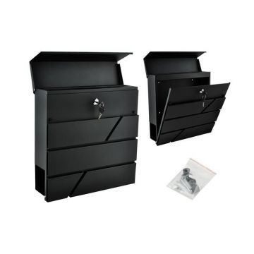Cutie postala exterior, otel galvanizat, spatiu ziare, antracit, 37x36.7x10 cm