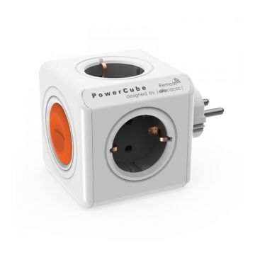 Fisa in Forma de Cub, 4 Prize Schuko cu Intrerupator, Gri, Allocacoc