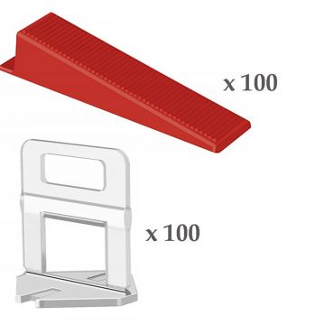 Kit PRO nivelare placi ceramice, 100 cleme 1.5 mm si 100 pene incluse