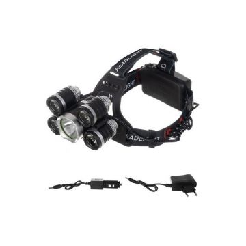 Lanterna LED multifunctionala, incarcator masina inclus, 5 LED-uri, 4 moduri iluminare, 6800mAh, aluminiu si ABS