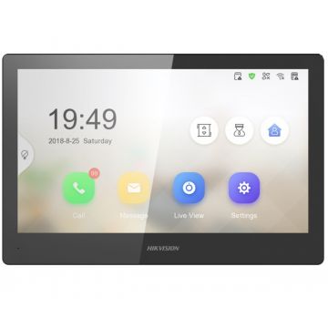 Monitor videointerfon TCP/IP 10 inch, touchscreen, Wi-Fi, standard PoE/ 12 VDC, Hikvision DS-KH8520-WTE1