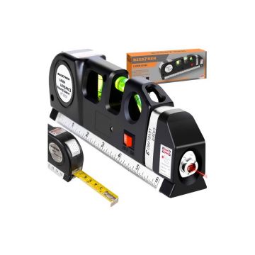 Nivel masurare laser, ruleta incorporata, boloboc, unghi 45 grade, 18x6x3 cm, negru