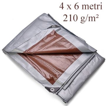 Prelata universala 210g/mp, 4x6 m, impermeabila, rezistenta la inghet si raze UV, ochiuri metalice montare