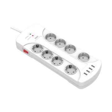 Prelungitor Well, 8 Prize, 3 m, 4 x USB, cu Protectie, Cablu 3xG1.5 mmp