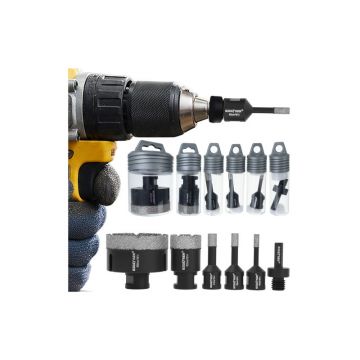 Set 6 carote diamantate, M14 6–68 mm, adaptor pentru burghiu