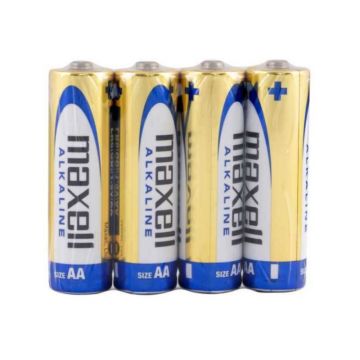 Set Baterii Alcaline AA R6 Maxell, Infoliate, 4 Bucati