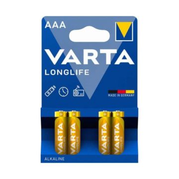 Set Baterii Alcaline AAA R3 Varta Longlife, 4 Bucati