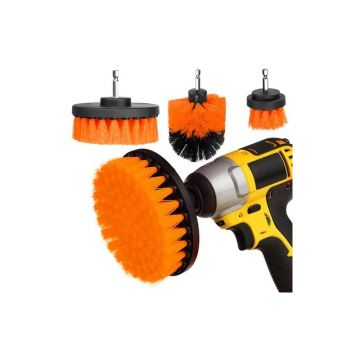 Set perii curatare burghiu, 4 bucati, universale, nailon, negru/portocaliu