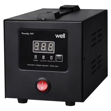 Stabilizator Automat de Tensiune cu Releu 500VA / 300W, Negru Well