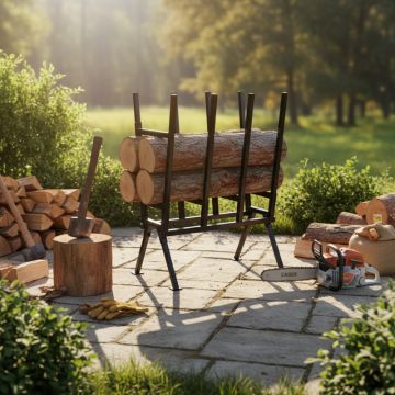 Suport metalic tip capra pentru taiat lemne – Otel, Capacitate 400 kg, Stabil, 76 x 50 x 103 cm