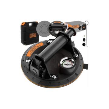 Ventuza cu pompa de aspirare si manometru, capacitate 200 kg, maner antiderapant, geanta transport, 20x20x9 cm