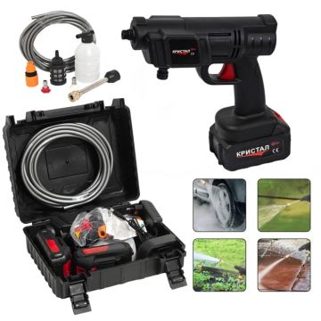 Aparat de spalat cu presiune portabil cu 2 acumulatorI DDT-KRISTAL ,   set complet, multifunctional