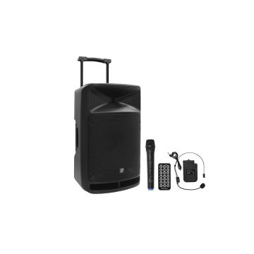Boxa portabila BoomToneDJ TRAVELSOUND15, 15 inch/ 38cm, 800W, Bluetooth, USB, FM, microSD, 2 microfoane VHF, telecomanda