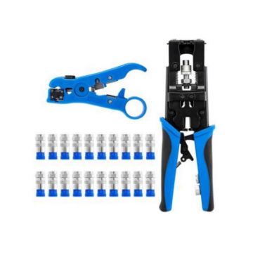 Cleste sertizare mufe bnc cu striper cablu si 20 conectori F, HS-TC3K