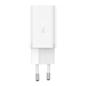 Incarcator de perete Baseus CCGP180102, 40W, 2 porturi USB-C, plastic, alb
