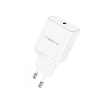 Incarcator retea BN6, 20W, 1x USB Type C, plastic alb, Borofone 6974443384291