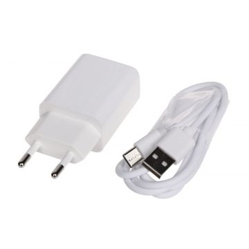 Incarcator retea cu cablu USB C, 5V, 2A, plastic alb, pentru smartphone si alte dispozitive, TS-INC5V2AC