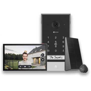Kit videointerfon Wi-Fi cu panou solar EZVIZ CS-EP7(3mp) EP7, 2K, monitor cu touch 7 inch, RFID, Aplicatie, Audio, microSD, IP65