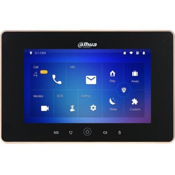 Monitor pentru videointerfon IP WiFi, ecran 7 inch TFT, touch screen, Microfon si Difuzor, MicroSD, PoE, Dahua VTH5221D-S2