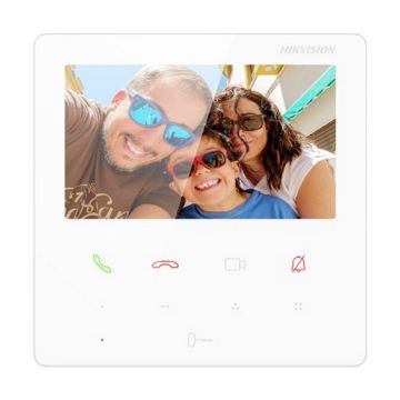 Monitor videointerfon Hikvision, ecran tactil 4.3 inch, Audio, Wi-Fi, PoE, control mobil, DS-KH6110-WE1/White
