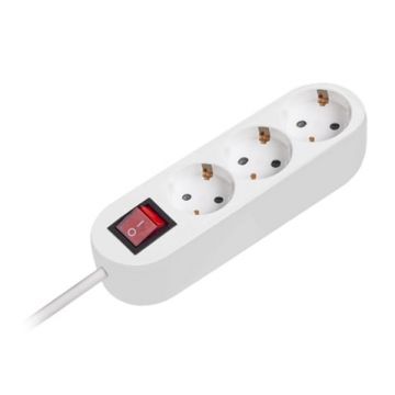 Prelungitor cu 3 prize, 3m, cablu 3x1.5mm, intrerupator, alb, Safer PS-3X3S