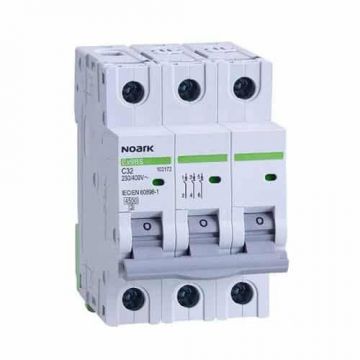 Siguranță automată, 3 poli, curba C, 16A, Noark, gri / 102169