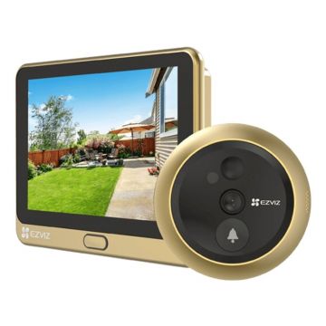 Sonerie de tip vizor wireless cu monitor cu monitor Ezviz CS-DP2C Golden, 2MP, IR 5m, slot microSD, baterie 4600 mAh