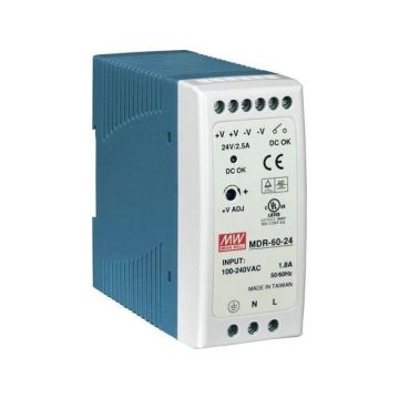 Sursa de alimentare industriala, 24V 2.5A, Mean Well MDR-60-24