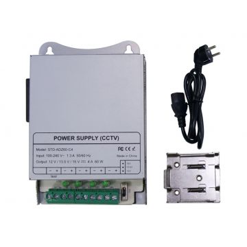 Sursa de alimentare SAF-ADZ60-C4, 12 V, 5 Ah, 60 W, eficienta 88%