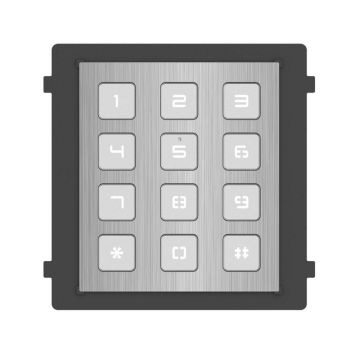 Tastatura Hikvision DS-KD-KP/S pentru videointerfon seria KD8, 12 butoane, montaj aparent/incastrat, IP65, IK07